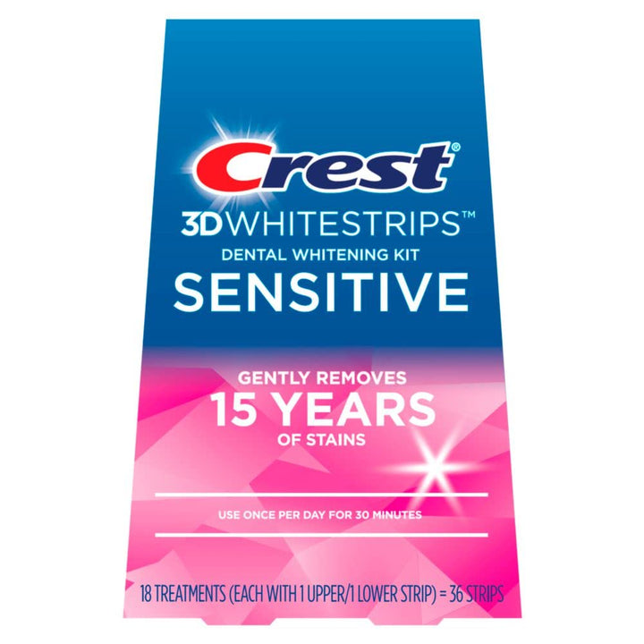 Crest 3D Whitestrips Sensitive At-home Teeth Whitening Kit, 18 Treatments - 3alababak