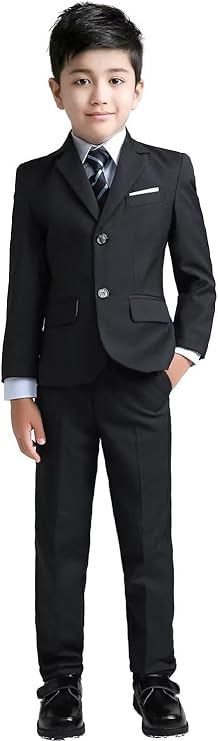 YuanLu Boys Suit for Kids Tuxedo Wedding Ring Bearer Outfit, 5 Piece Boy Slim Fit Formal Suits with Adjustable Waist - 8 Years