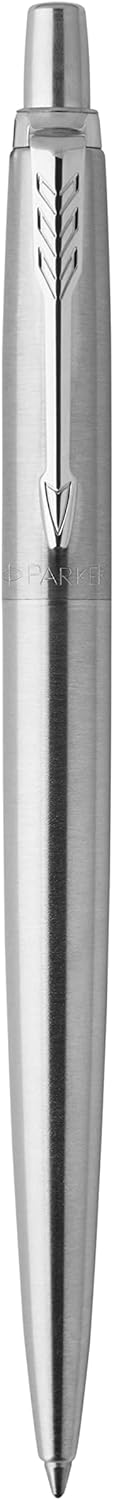 Parker Jotter Ballpoint Pen Stainless Steel with Chrome Trim, Medium Point, Blue Ink - Ideal for Office, Home, Gift