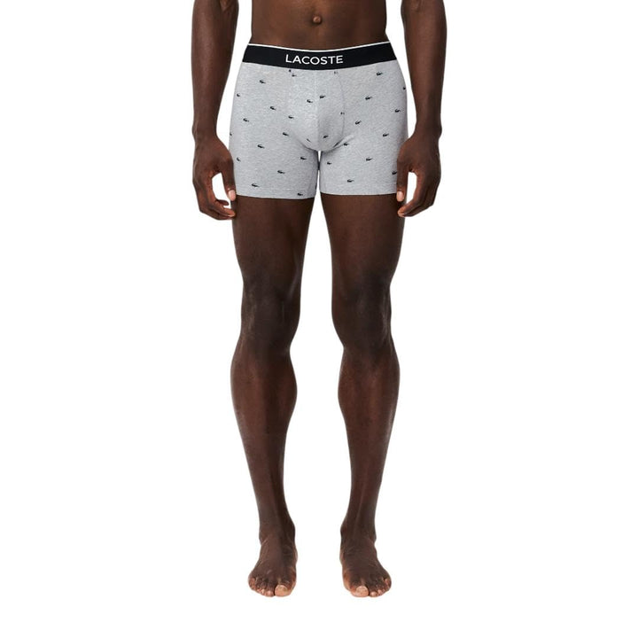 Lacoste mens Cotton Stretch Mini Croc Print Boxer Briefs, 3-pack