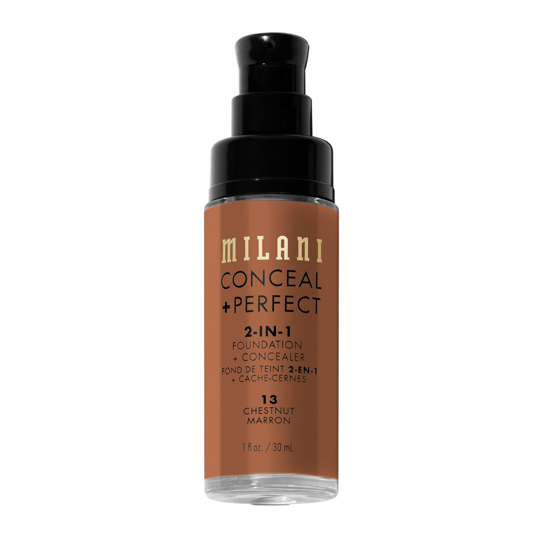 Milani Conceal + Perfect 2-in-1 Foundation + Concealer for a Flawless Complexion, Under Eye Corrector, Cover Redness and Imperfections, Waterproof and Sweatproof