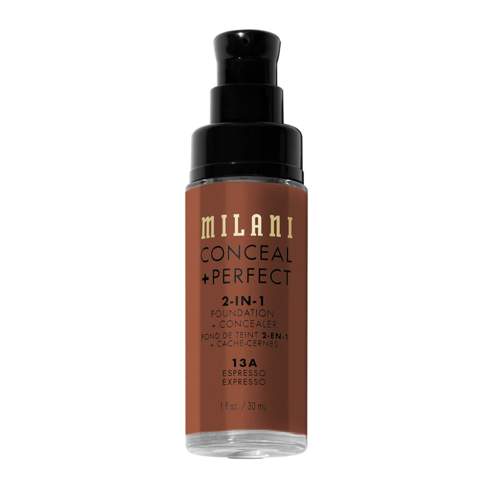 Milani Conceal + Perfect 2-in-1 Foundation + Concealer for a Flawless Complexion, Under Eye Corrector, Cover Redness and Imperfections, Waterproof and Sweatproof