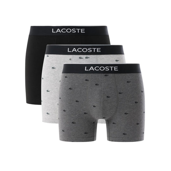 Lacoste mens Cotton Stretch Mini Croc Print Boxer Briefs, 3-pack
