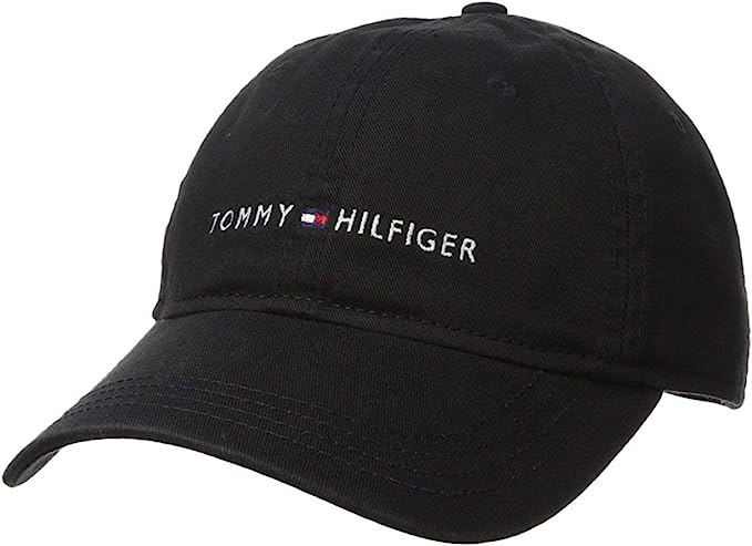 Tommy Hilfiger Men's Cotton Logo Adjustable Baseball Cap - Deep Black - 3alababak