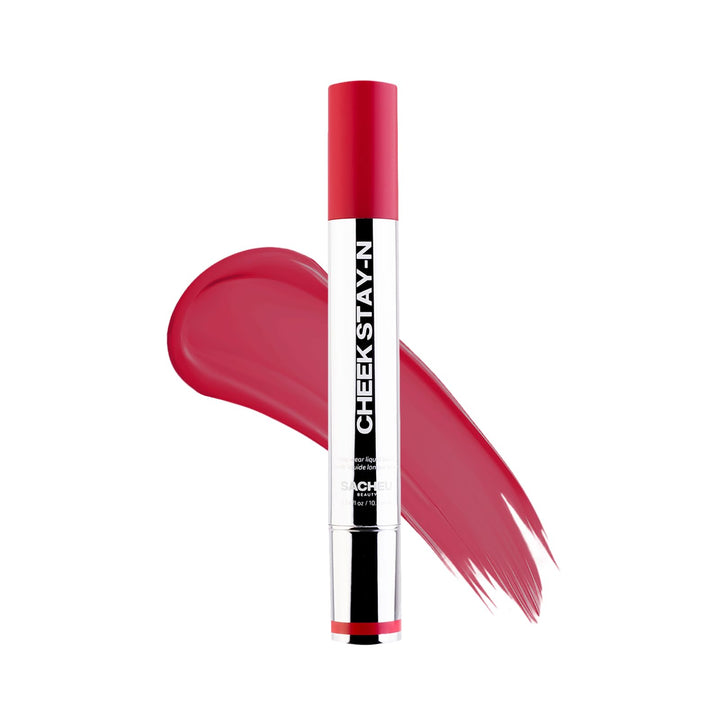 Sacheu Cheek STAY-N Liquid Blush for Cheeks — High Pigment, Buildable, Lightweight Cream Blush for Dewy &amp; Radiant Flushed Cheeks — Long-lasting &amp; Cruelty Free 0.34 Fl Oz