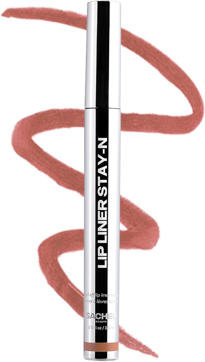 Sacheu Lip Liner STAY-N Peel Off Lip Stain — Long Lasting Matte Lip Tattoo Transfer Proof Lipstain Infused with Hyaluronic Acid &amp; Vitamin E for All Skin Types — Vegan &amp; Cruelty-Free