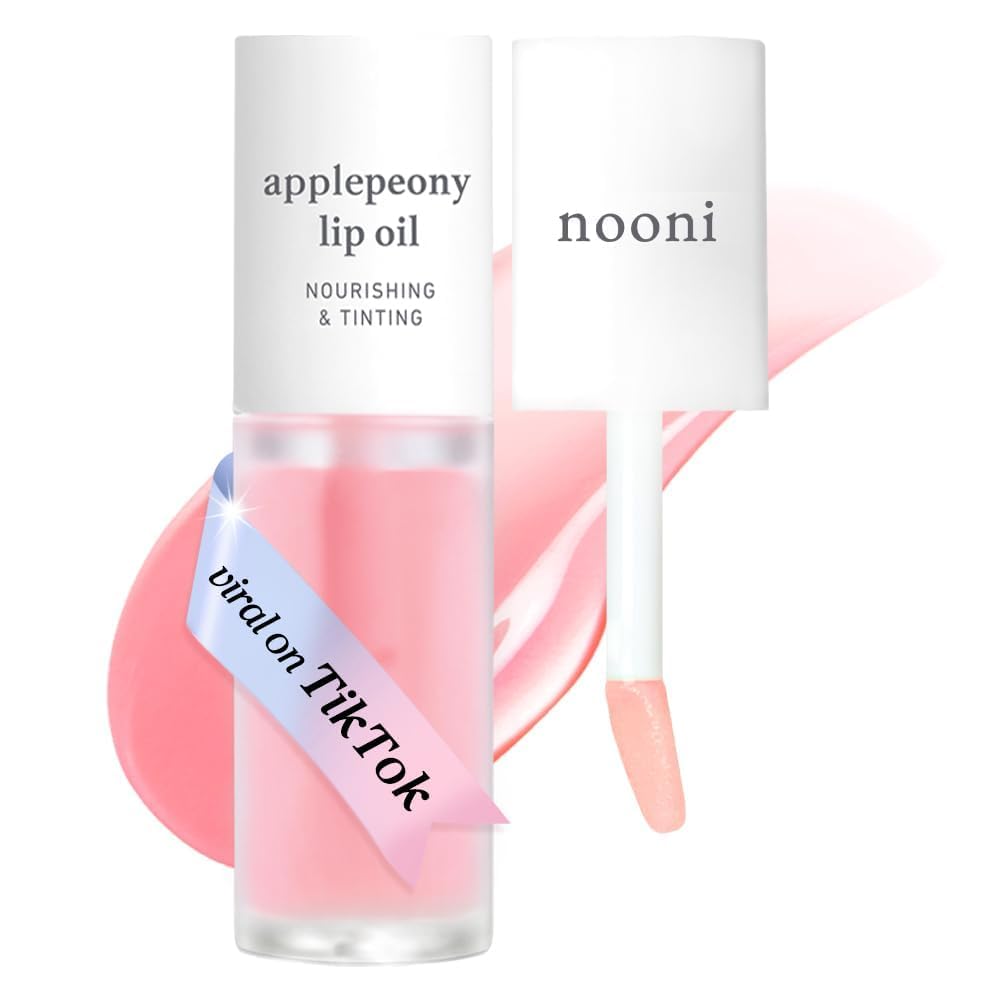 NOONI Korean Lip Oil - Applemint | Long-Lasting, Moisturizing, Plumping, Revitalizing for Dry Lips, Waterproof, No Peel Off, Hydrating, Nourishing Crystal Clear Lip Stain, 0.12 FL Oz