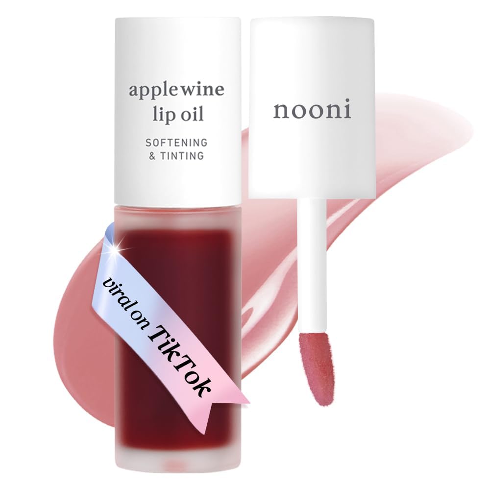 NOONI Korean Lip Oil - Applemint | Long-Lasting, Moisturizing, Plumping, Revitalizing for Dry Lips, Waterproof, No Peel Off, Hydrating, Nourishing Crystal Clear Lip Stain, 0.12 FL Oz