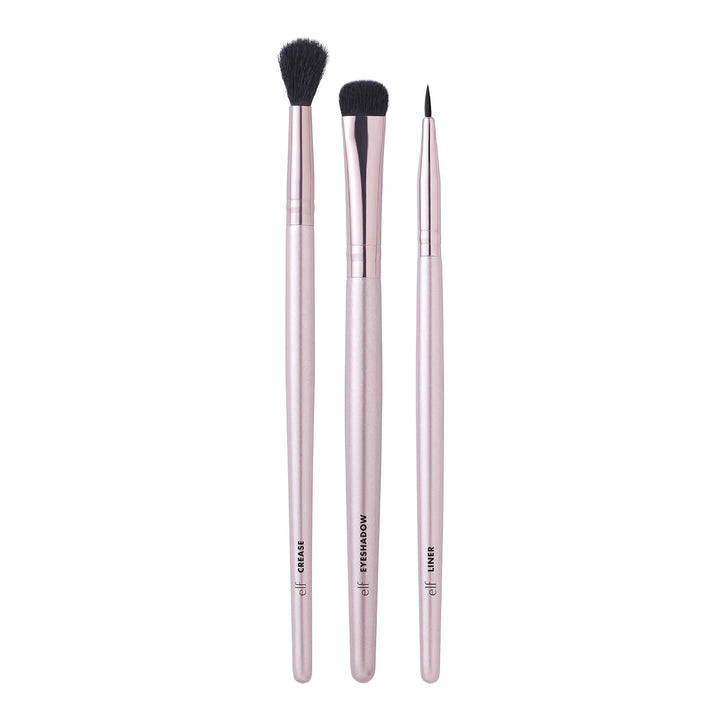 e.l.f. No Budge Brush Trio, 3-Piece Eyeshadow Brush Set For Applying &amp; Blending Color, Use With The No Budge Cream Eyeshadows, Vegan &amp; Cruelty-Free