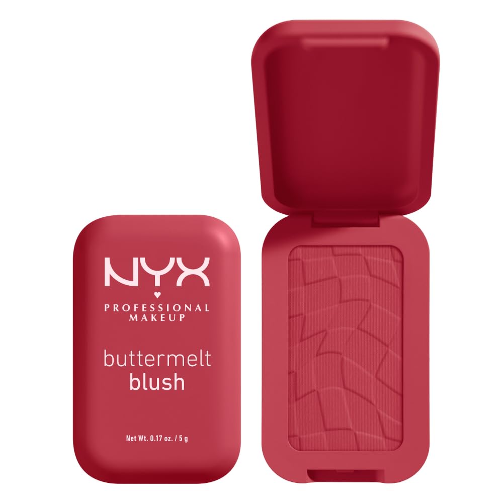 NYX PROFESSIONAL MAKEUP Buttermelt Powder Blush, Fade and Transfer-Resistant Blush, Up to 12HR Make Up Wear, Vegan Formula - My Butta Half