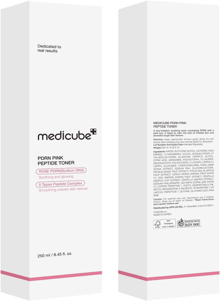 medicube PDRN Toner Salmon DNA PDRN CICA Soothing Toner | Lightweight &amp; Watery for Skin Boosting, Soothing and Calming | Uneven Skin Tone Care with Peptide &amp; Niacinamide | Korean Skincare, 8.45 fl.oz