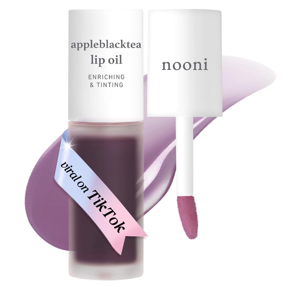 NOONI Korean Lip Oil - Applemint | Long-Lasting, Moisturizing, Plumping, Revitalizing for Dry Lips, Waterproof, No Peel Off, Hydrating, Nourishing Crystal Clear Lip Stain, 0.12 FL Oz