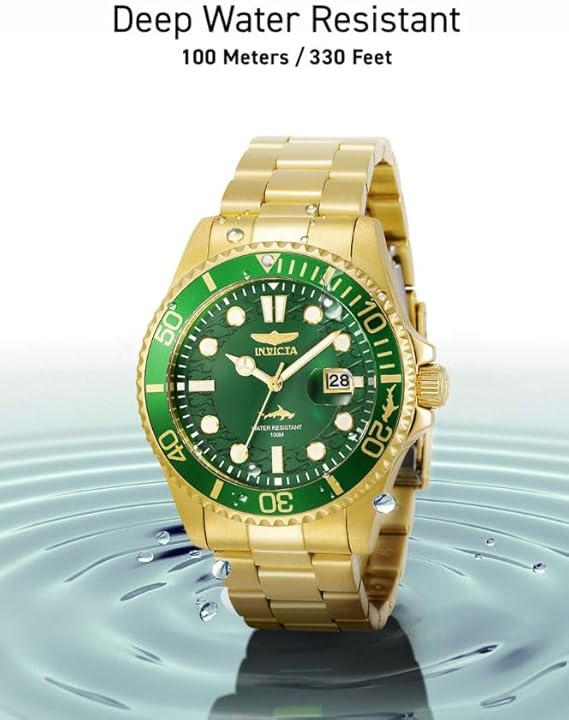 Invicta Mens 30027 Pro Diver Quartz Watch, Green-Gold