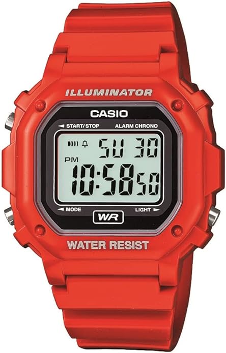 Casio F108WH Series | Men's Digital Watch | Illuminator | Water Resistant | LED Light | Daily Alarm | 1/100 SEC Stopwatch | 3 Hands (HR, Min, SEC) | Date/Day Display | Daily Alarm | 7 Year Battery