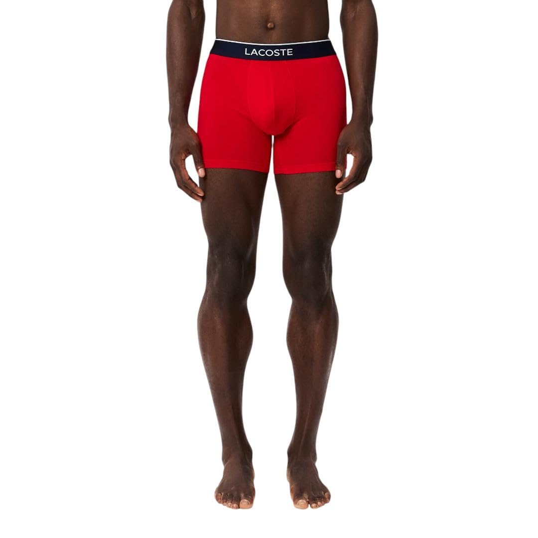 Lacoste mens Cotton Stretch Mini Croc Print Boxer Briefs, 3-pack