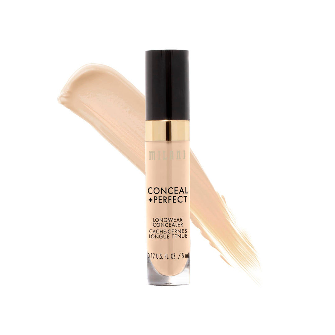 Milani Conceal + Perfect Longwear Concealer Full Coverage Infused with Hyaluronic Acid &amp; Vitamin E, Cover Dark Circles, Blemishes &amp; Skin Imperfections for Long-Lasting Wear