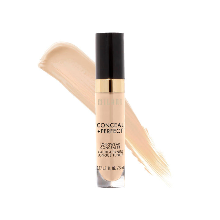 Milani Conceal + Perfect Longwear Concealer Full Coverage Infused with Hyaluronic Acid &amp; Vitamin E, Cover Dark Circles, Blemishes &amp; Skin Imperfections for Long-Lasting Wear