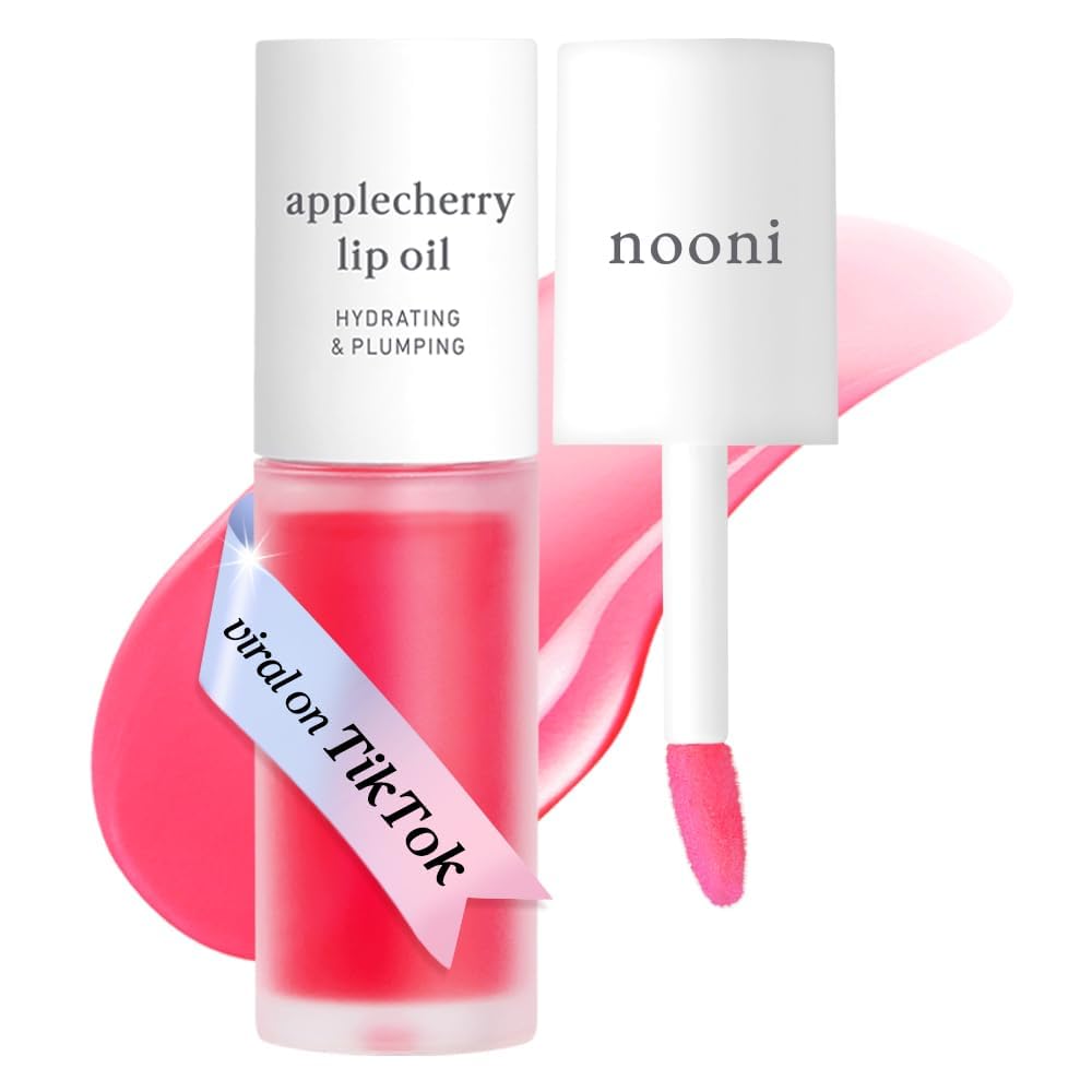NOONI Korean Lip Oil - Applemint | Long-Lasting, Moisturizing, Plumping, Revitalizing for Dry Lips, Waterproof, No Peel Off, Hydrating, Nourishing Crystal Clear Lip Stain, 0.12 FL Oz