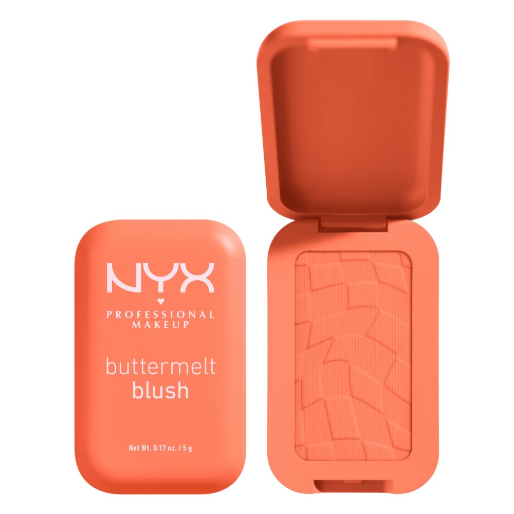 NYX PROFESSIONAL MAKEUP Buttermelt Powder Blush, Fade and Transfer-Resistant Blush, Up to 12HR Make Up Wear, Vegan Formula - My Butta Half