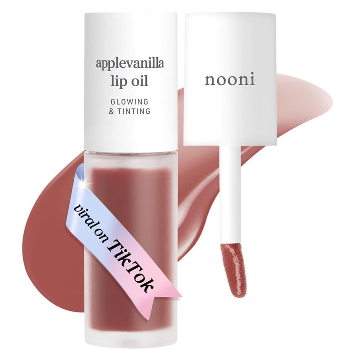 NOONI Korean Lip Oil - Applemint | Long-Lasting, Moisturizing, Plumping, Revitalizing for Dry Lips, Waterproof, No Peel Off, Hydrating, Nourishing Crystal Clear Lip Stain, 0.12 FL Oz