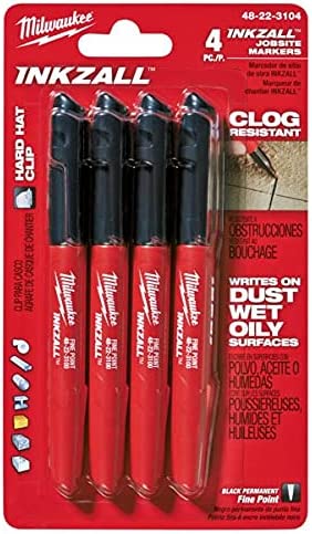 Milwaukee 48-22-3104 Inkzall Point Marker, Fine, Black, 4-Pack - 3alababak
