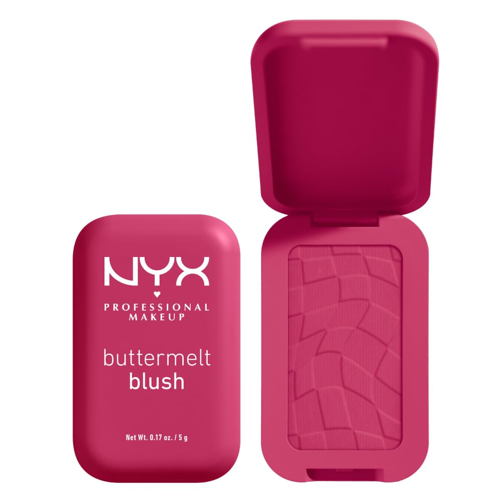 NYX PROFESSIONAL MAKEUP Buttermelt Powder Blush, Fade and Transfer-Resistant Blush, Up to 12HR Make Up Wear, Vegan Formula - My Butta Half