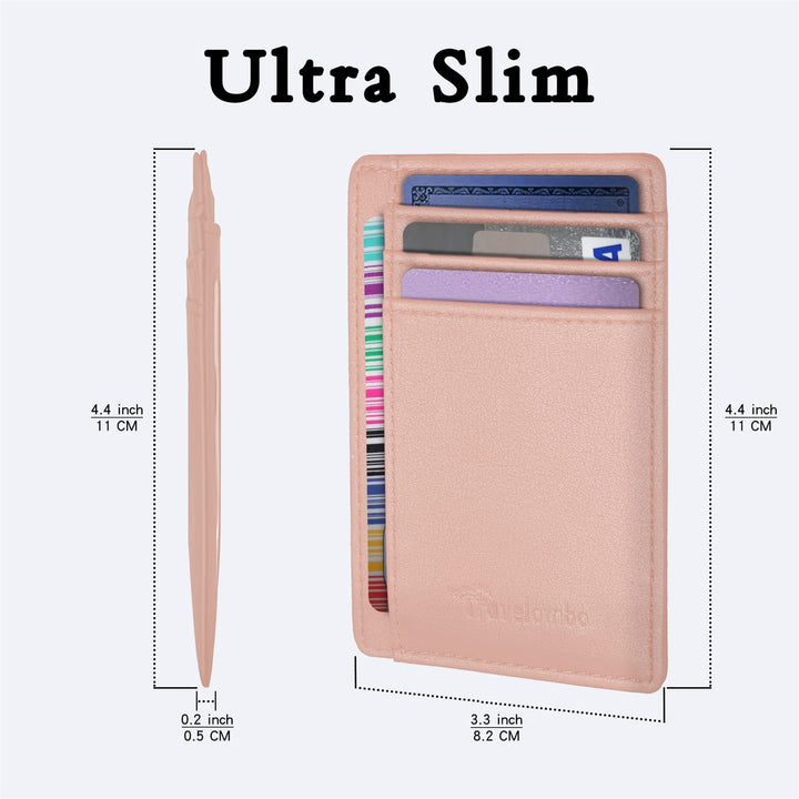 Travelambo Front Pocket Minimalist Leather Slim Wallet RFID Blocking Medium Size