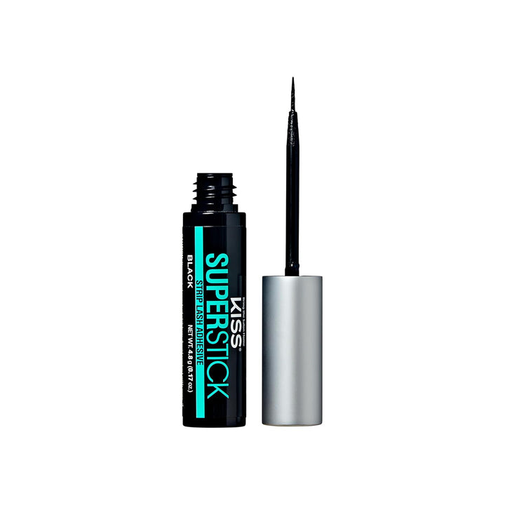 KISS Super Stick 5-Day Extended Wear Strip Lash Adhesive, Quick Drying Lash Glue, Witch Hazel & Cactus Extract Infused, Brush Applicator, Net Wt. 4.8g (0.17 oz.), Black