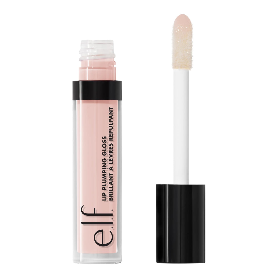 e.l.f. Lip Plumping Gloss, Hydrating, Nourishing, Invigorating, High-Shine, Plumps, Volumizes, Cools, Soothes, Champagne Glam, Shimmer, 0.1 Oz