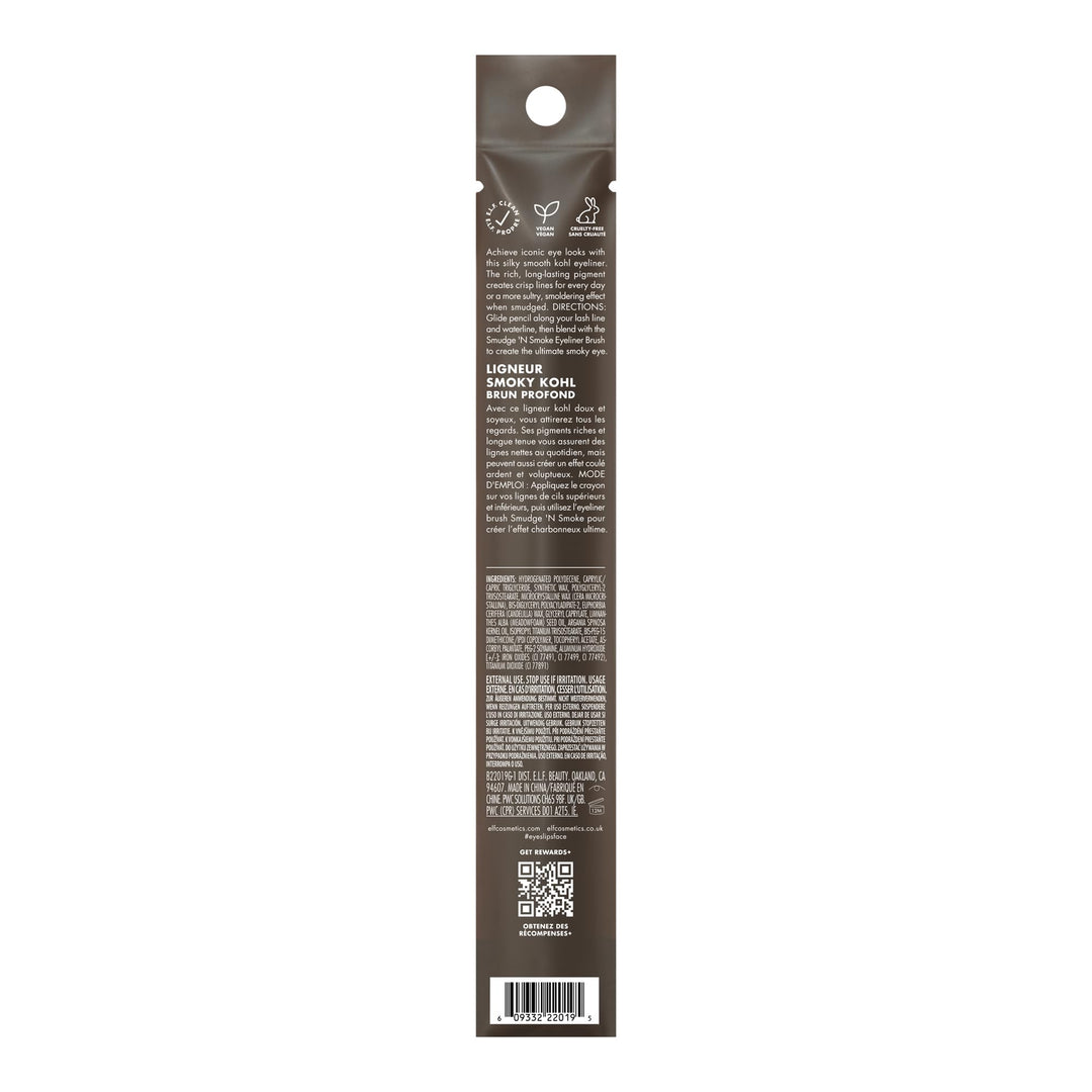 e.l.f. Smoky Kohl Eyeliner, Eye Pencil For Creating Long-Lasting, Bold, High-Pigmented Makeup Looks, Vegan &amp; Cruelty-Free
