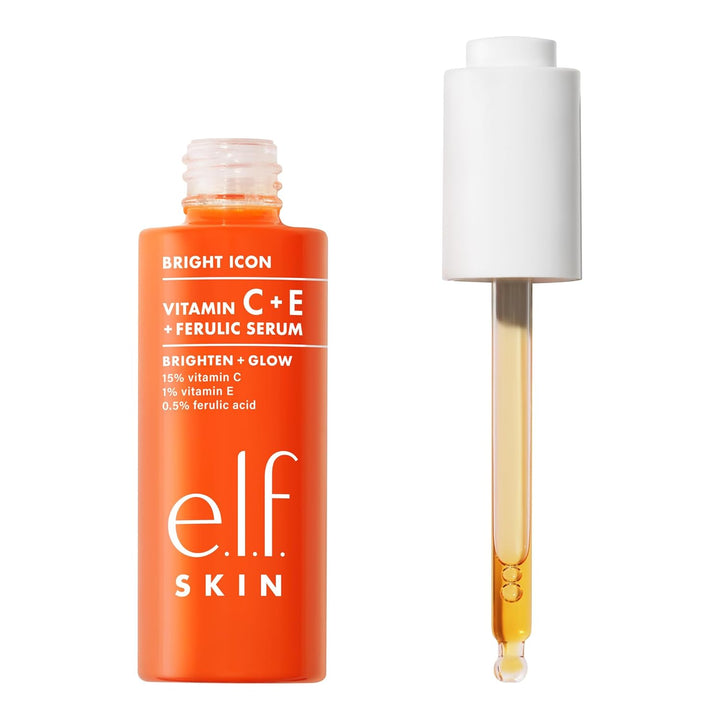 e.l.f. SKIN Bright Icon Vitamin C + E + Ferulic Serum, Brightening & Soothing Face Serum, Helps Even Skin Tone, Vegan & Cruelty-Free