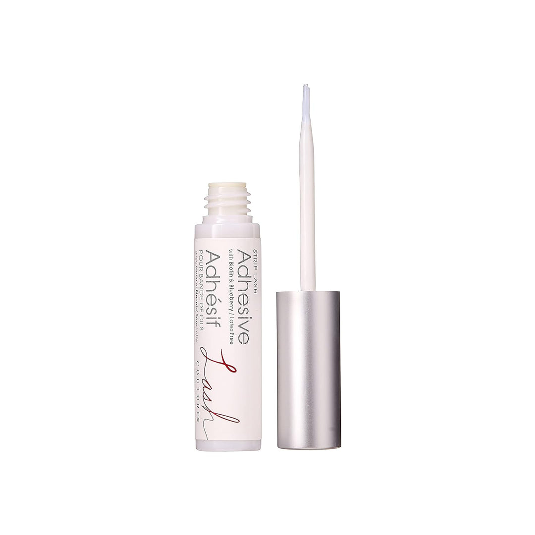 KISS Lash Couture Clear Strip Lash Adhesive with Biotin & Blueberry Extract, Latex-Free, Dermatologist Tested, Contact Lens Friendly, Strong Hold, Gentle Formula, with Brush Tip Applicator, 0.17 Oz. - 3alababak