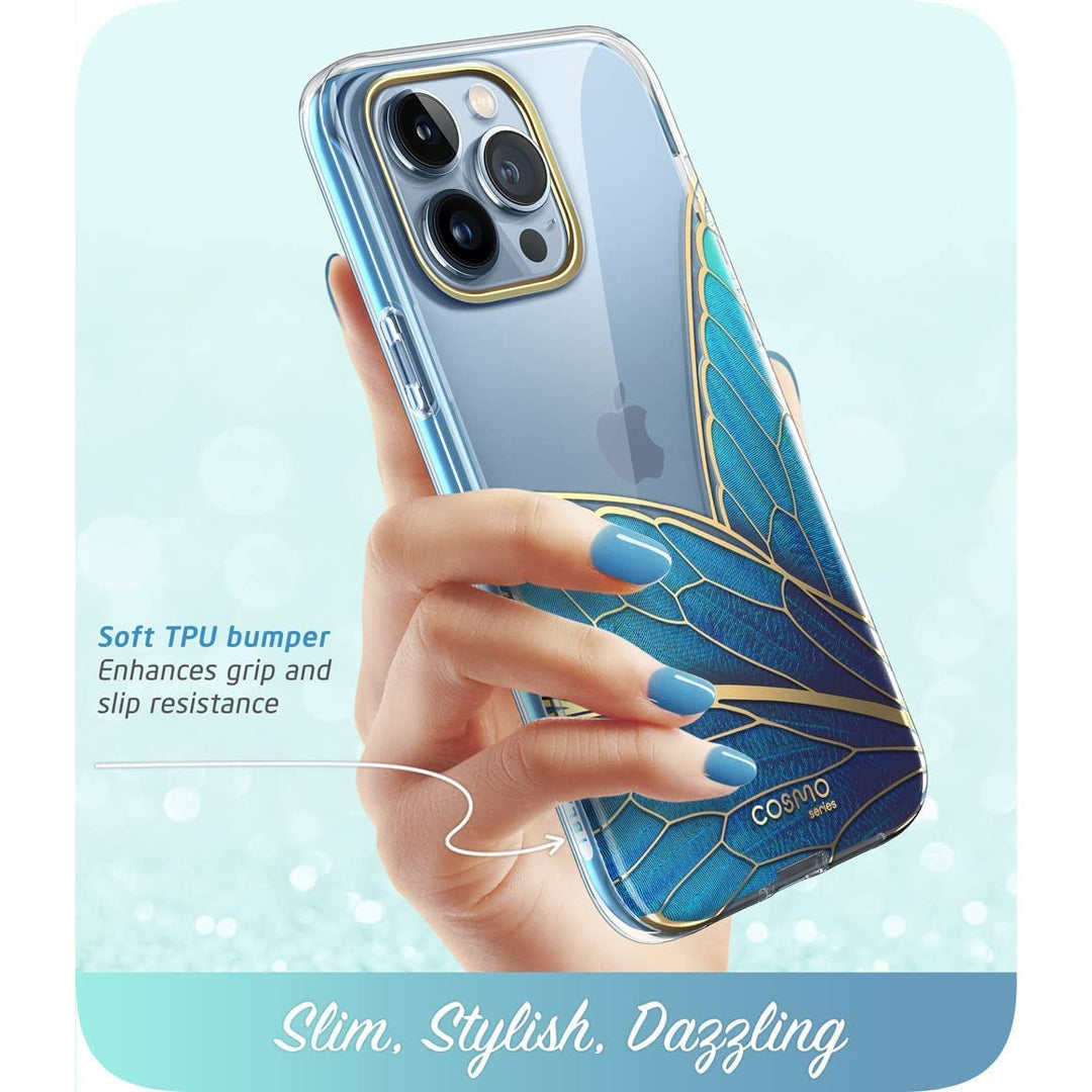 i-Blason Cosmo for iPhone 13 Pro Max Case [Built-in Screen Protector] [Military-Grade Protection] Slim Full-Body Stylish Protective Shockproof Phone Case for iPhone 13 Pro Max (Butterfly)
