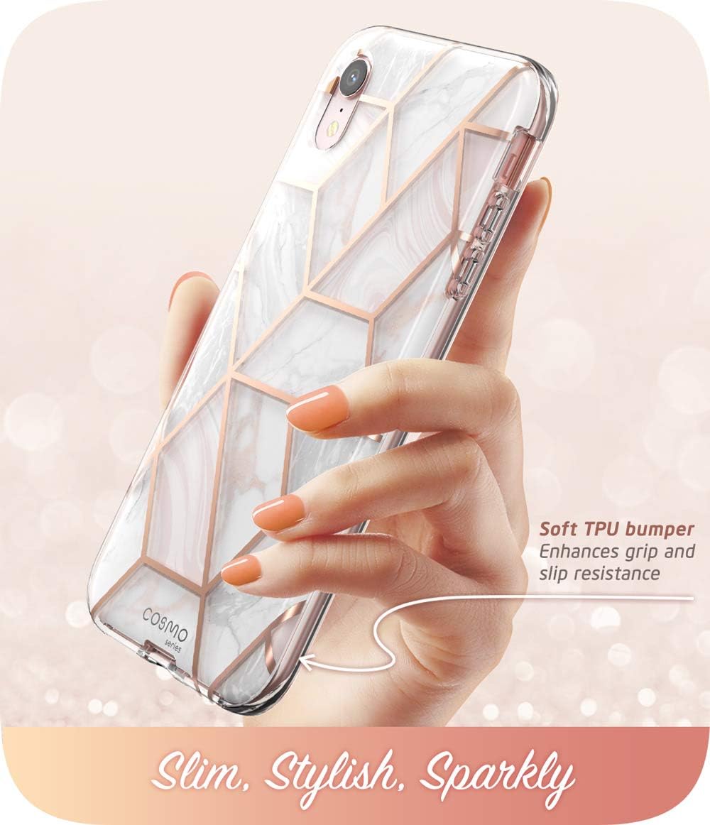 i-Blason iPhone XR Case Full-body Glitter Sparkle with Built-in Screen Protector Cover Marble