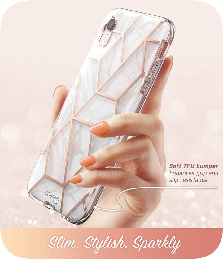 i-Blason iPhone XR Case Full-body Glitter Sparkle with Built-in Screen Protector Cover Marble