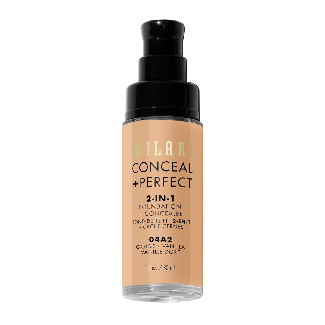 Milani Conceal + Perfect 2-in-1 Foundation + Concealer for a Flawless Complexion, Under Eye Corrector, Cover Redness and Imperfections, Waterproof and Sweatproof
