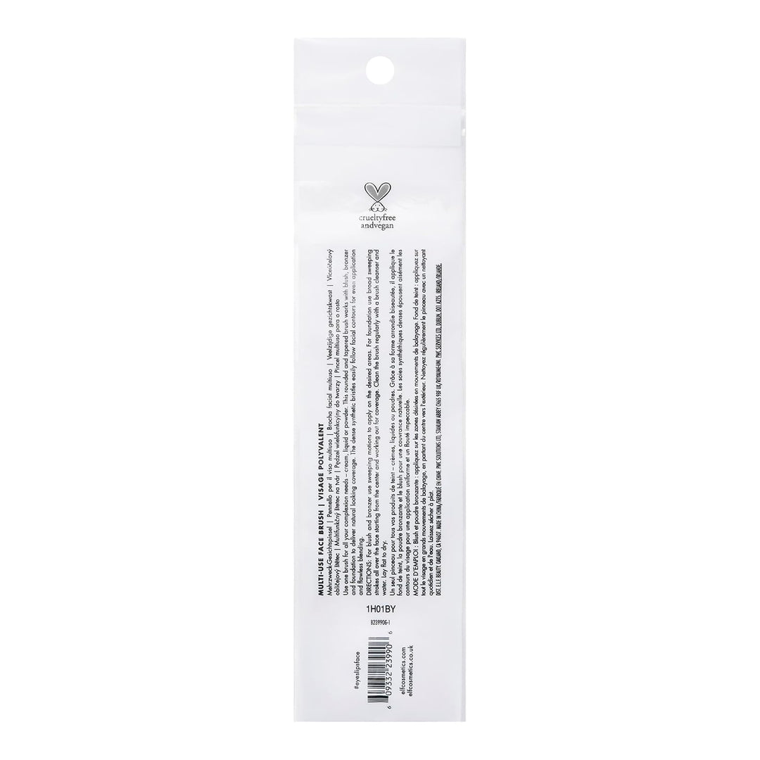 e.l.f. Multi-Use Face Brush, Versatile Makeup Brush For Applying Foundation, Bronzer &amp; Blush, Use With Powder, Cream &amp; Liquid, Vegan &amp; Cruelty-Free