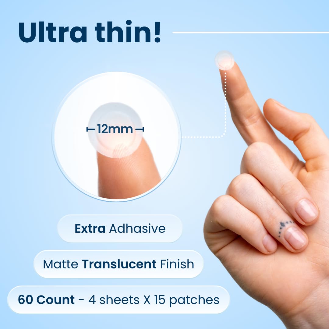 CLEAN SKIN CLUB 60 Invisible Vegan Pimple Patches, Derma Dot Hydrocolloid for Covering Zits, Blackhead, Blemish, Absorbing Face Cover Sticker, Skincare Treatment, Non Toxic Ingredients