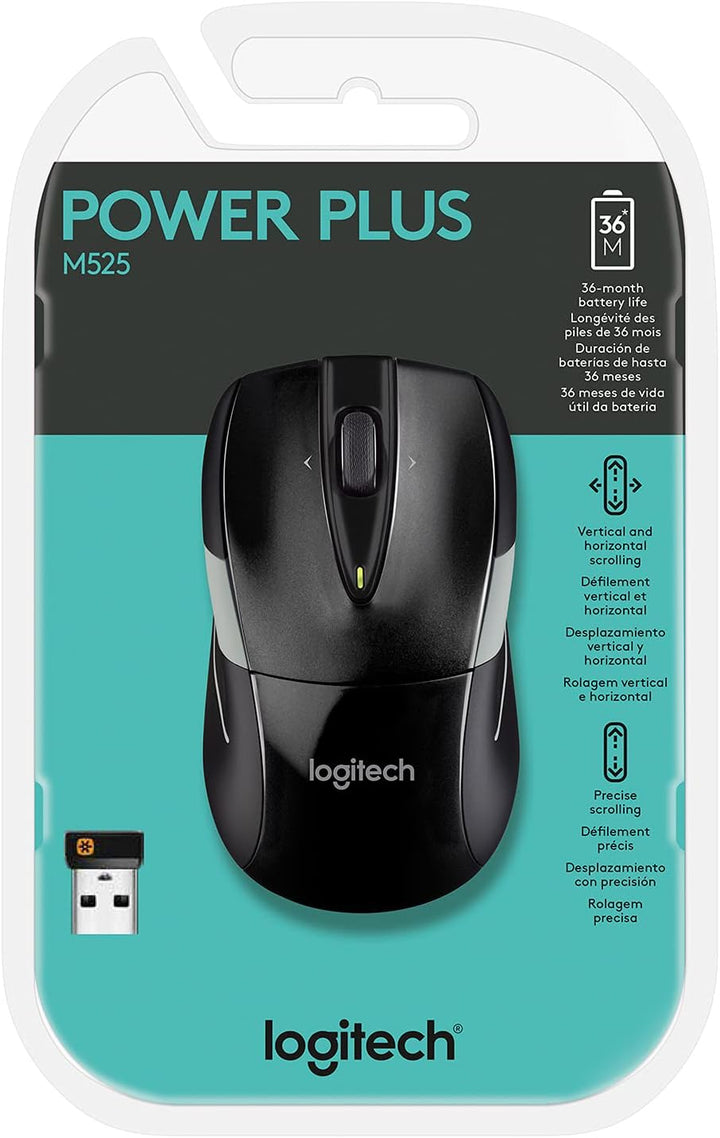Logitech M525 Wireless Mouse – Long 3 Year Battery Life, Ergonomic Shape Navy/Gray