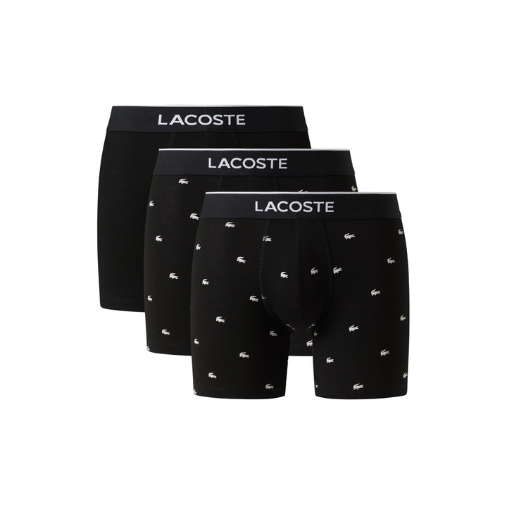 Lacoste mens Cotton Stretch Mini Croc Print Boxer Briefs, 3-pack