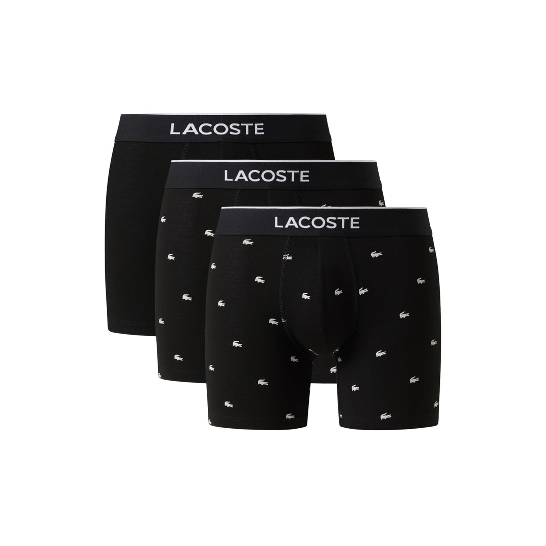 Lacoste mens Cotton Stretch Mini Croc Print Boxer Briefs, 3-pack