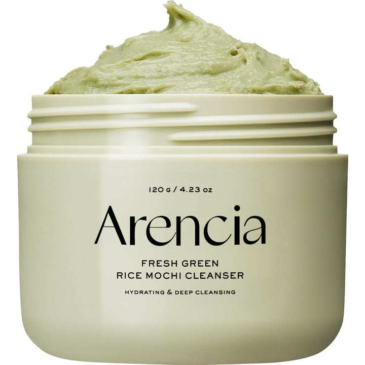 Arencia Korean Rice Mochi Face Cleanser - Face Wash, Gentle Scrub All in One for Deep Cleansing, Moisturizing, Pore Minimizing, Acne-Prone Skin, Removing Blackhead with Rice Water &amp; Green Tea