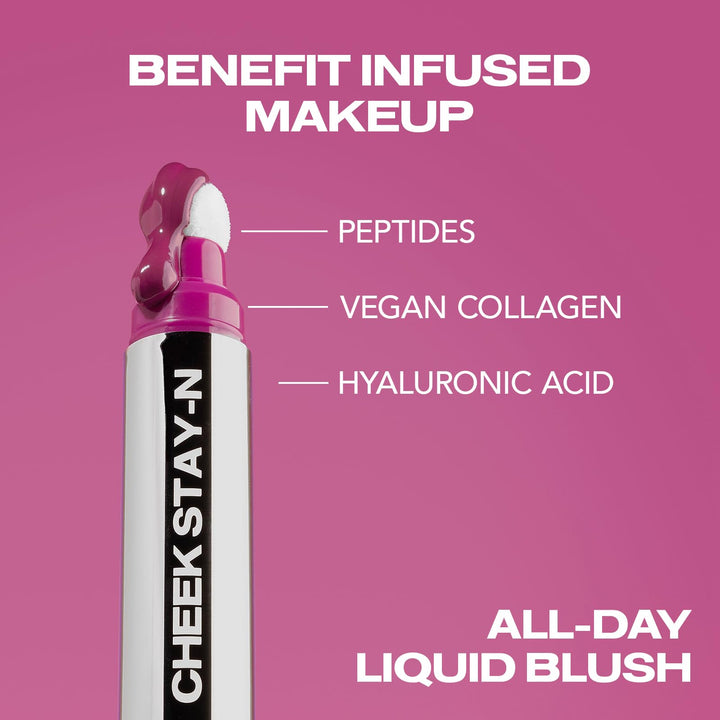 Sacheu Cheek STAY-N Liquid Blush for Cheeks — High Pigment, Buildable, Lightweight Cream Blush for Dewy &amp; Radiant Flushed Cheeks — Long-lasting &amp; Cruelty Free 0.34 Fl Oz