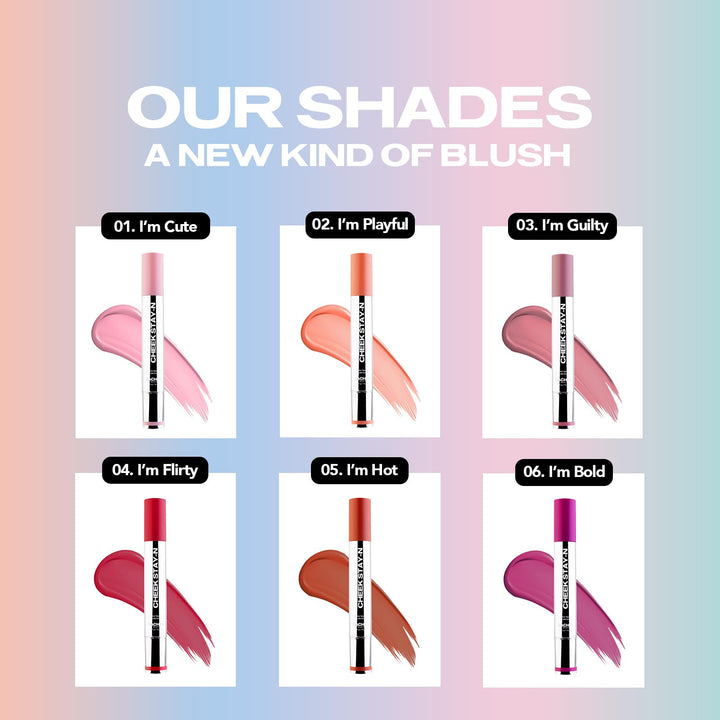 Sacheu Cheek STAY-N Liquid Blush for Cheeks — High Pigment, Buildable, Lightweight Cream Blush for Dewy &amp; Radiant Flushed Cheeks — Long-lasting &amp; Cruelty Free 0.34 Fl Oz