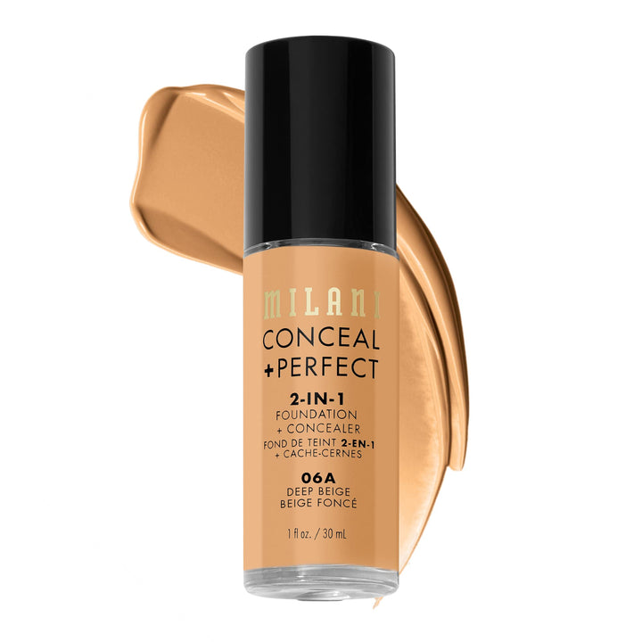 Milani Conceal + Perfect 2-in-1 Foundation + Concealer for a Flawless Complexion, Under Eye Corrector, Cover Redness and Imperfections, Waterproof and Sweatproof