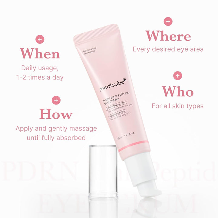 medicube Eye Serum with Salmon DNA PDRN &amp; Pink Peptides | 99% Purity Retinol for Fine Lines | PDRN &amp; Niacinamide for Uneven Skin Tone | Korean Skincare, 1.01 fl.oz