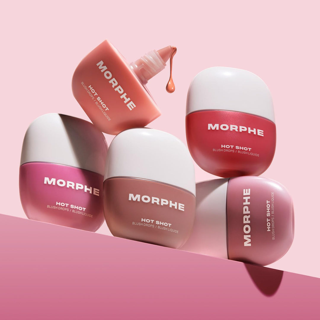 Morphe Hot Shot Blush Drops - Hydrating, Buildable Liquid Blush for Cheeks with Niacinamide and Antioxidants- Buildable, Waterweight Formula for a Natural Finish (0.5 Fl Oz)
