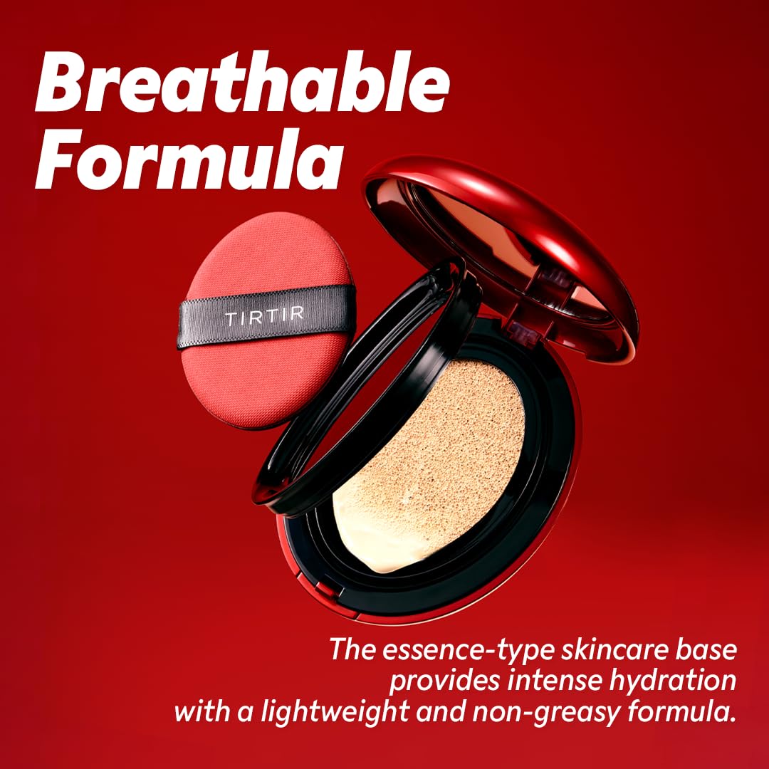 TIRTIR Mask Fit Red Cushion Foundation | Full coverage, Weightless, Skin fit, Satin Glow Finish, Korean Makeup, beauty, Tattoo cover up, Buildable 0.63 Fl Oz