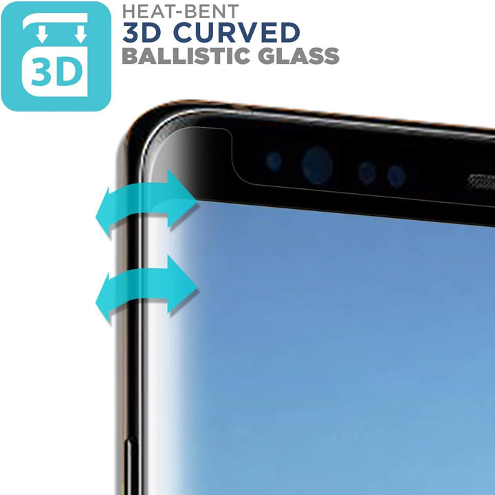 Tech Armor 3D Curved Ballistic Glass, CASE FRIENDLY, Black for Samsung Galaxy Note 8 Glass Screen Protector - 3alababak