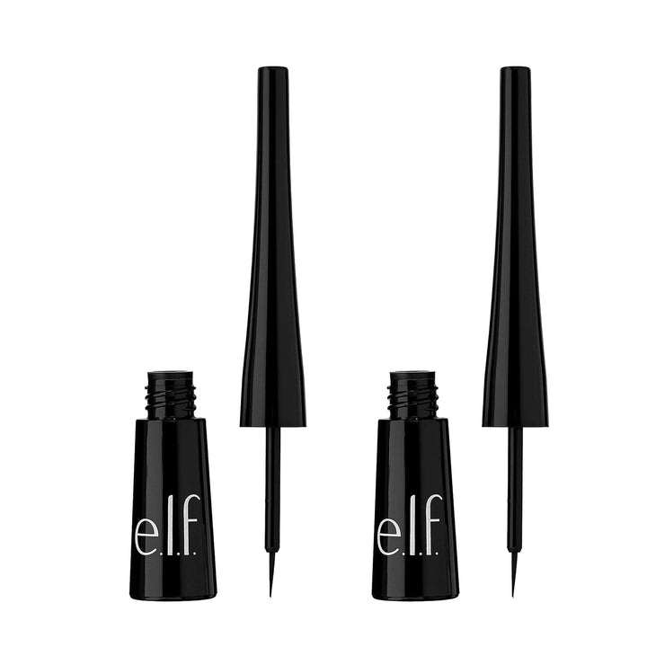 e.l.f. Expert Liquid Liner, High-Pigmented, Extra-Fine Liquid Eyeliner For Precise Definition, Long-Lasting, Vegan & Cruelty-Free, Jet Black, 0.14 oz, 2 count (Pack of 1)